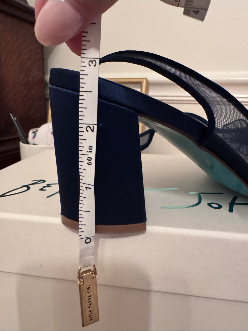 Betsey Johnson Embellished Navy Floral Slingback Heels - Picture 9 of 9
